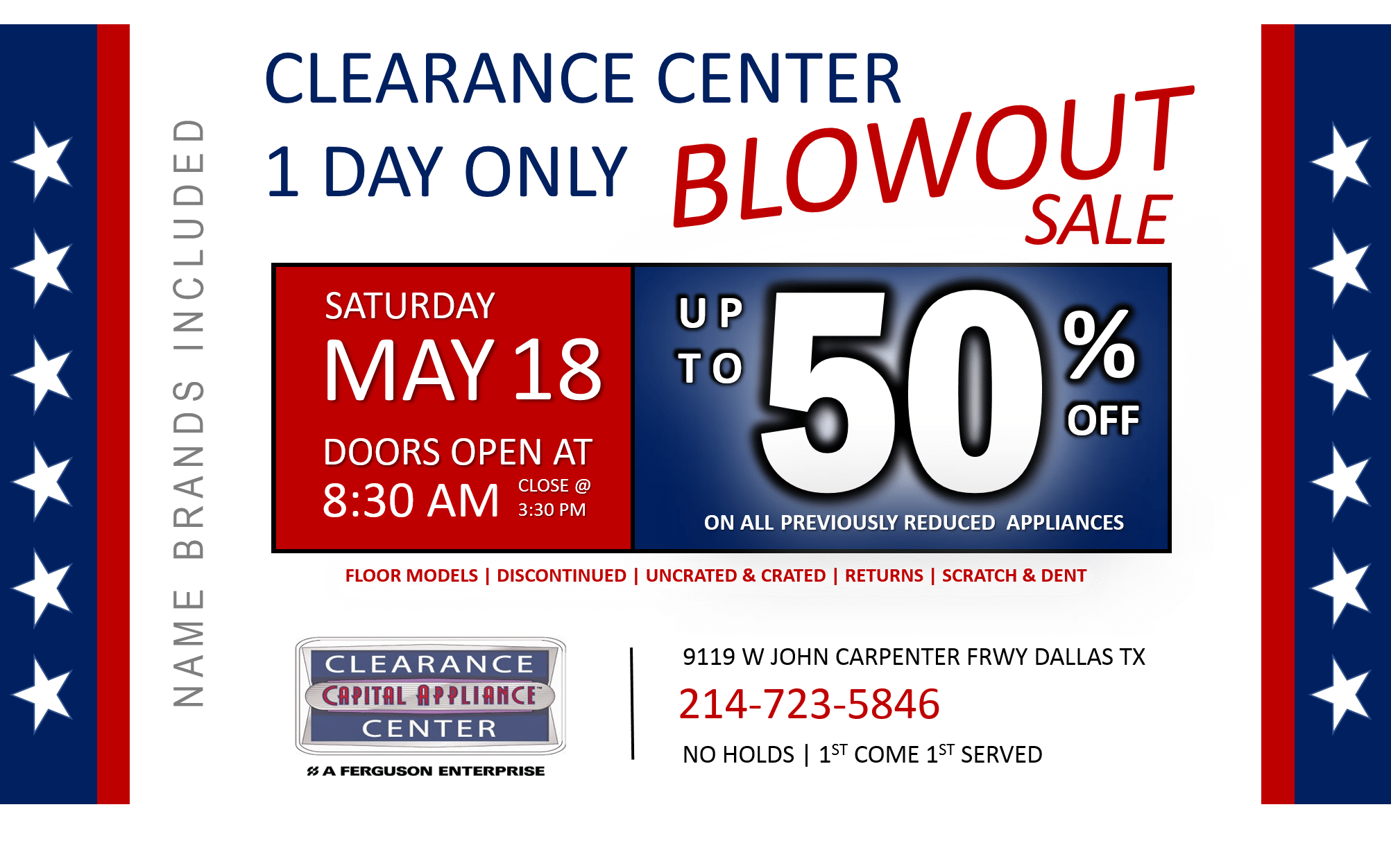 1 DAY Blowout SALE at the Capital Clearance Center! - Capital Distributing